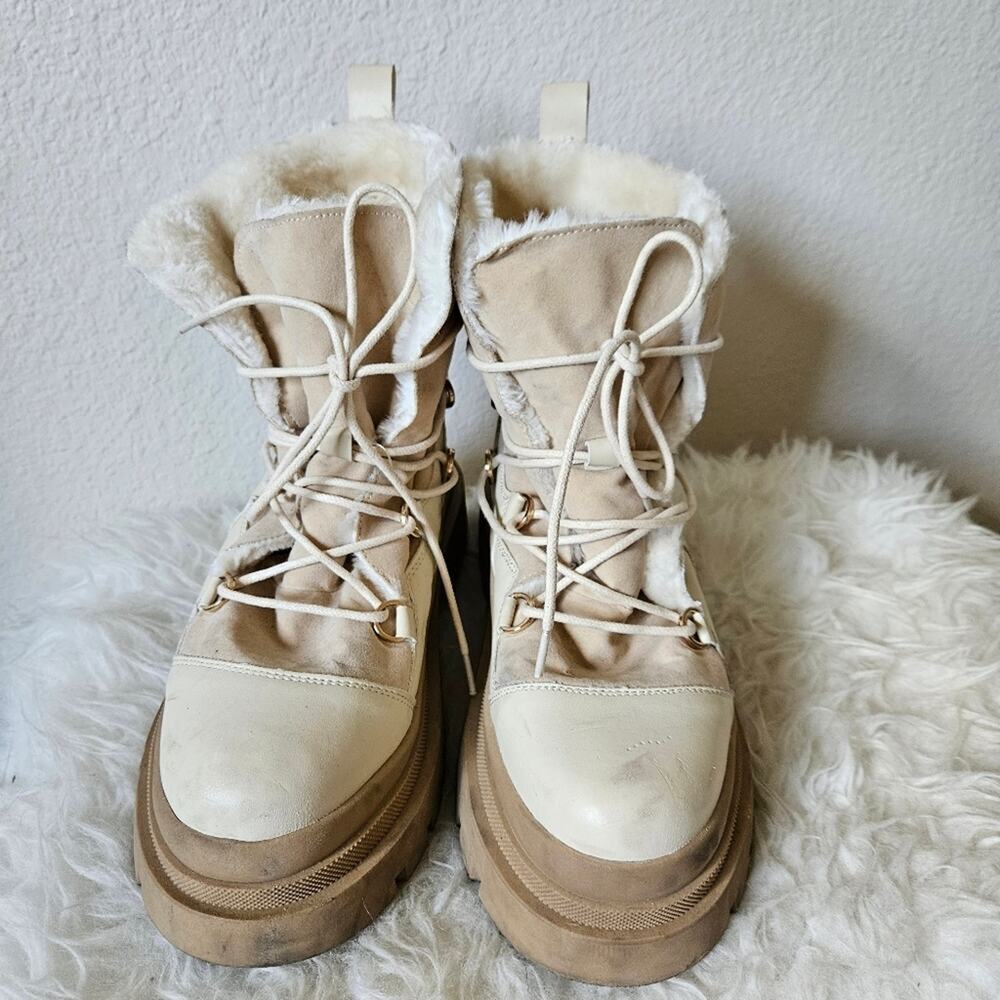 Truffle Collection Fur Lined Boots Size 9 Tan Women